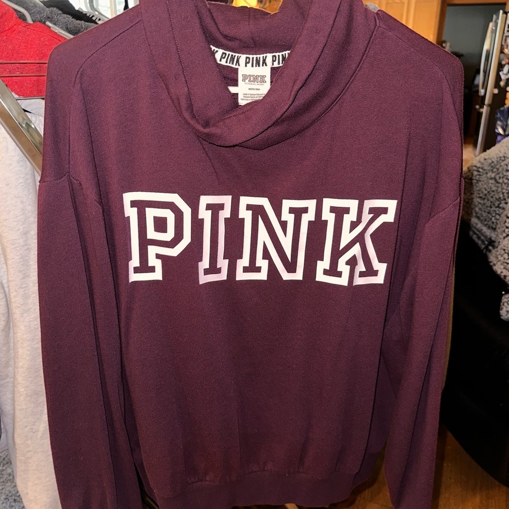 VS PINK - PURPLE PULLOVER WITH PINK LOGO - SIZE MEDIUM